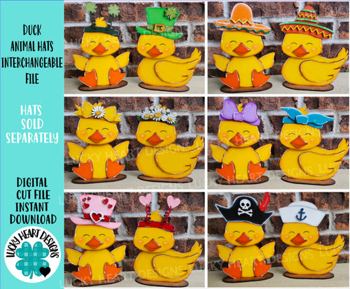 Duck Animal Hats Interchangeable MINI File SVG, Seasonal Leaning sign, Holiday, Pet, Farm Tiered Tray Glowforge, LuckyHeartDesignsCo