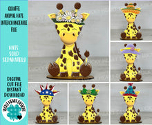 Load image into Gallery viewer, Giraffe Animal Hats Interchangeable MINI File SVG, Seasonal Leaning sign, Christmas, Holiday, Tiered Tray Glowforge, LuckyHeartDesignsCo

