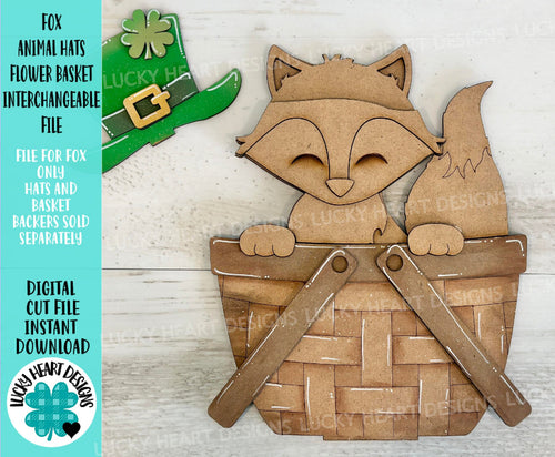 Fox Animal Hats Flower Basket Interchangeable File SVG, Farm Zoo Christmas, Fall, Halloween, Tiered Tray, Glowforge, LuckyHeartDesignsCo