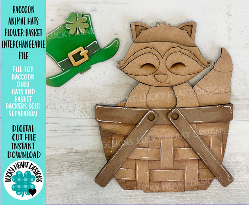 Raccoon Animal Hats Flower Basket Interchangeable File SVG, Farm, Christmas, Halloween, Tiered Tray, Glowforge, LuckyHeartDesignsCo