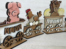 Load image into Gallery viewer, Cow Farm Standing Train File, Glowforge, Pig, Horse, Goat, Chicken, Eggs, Tiered Tray, LuckyHeartDesignsCo
