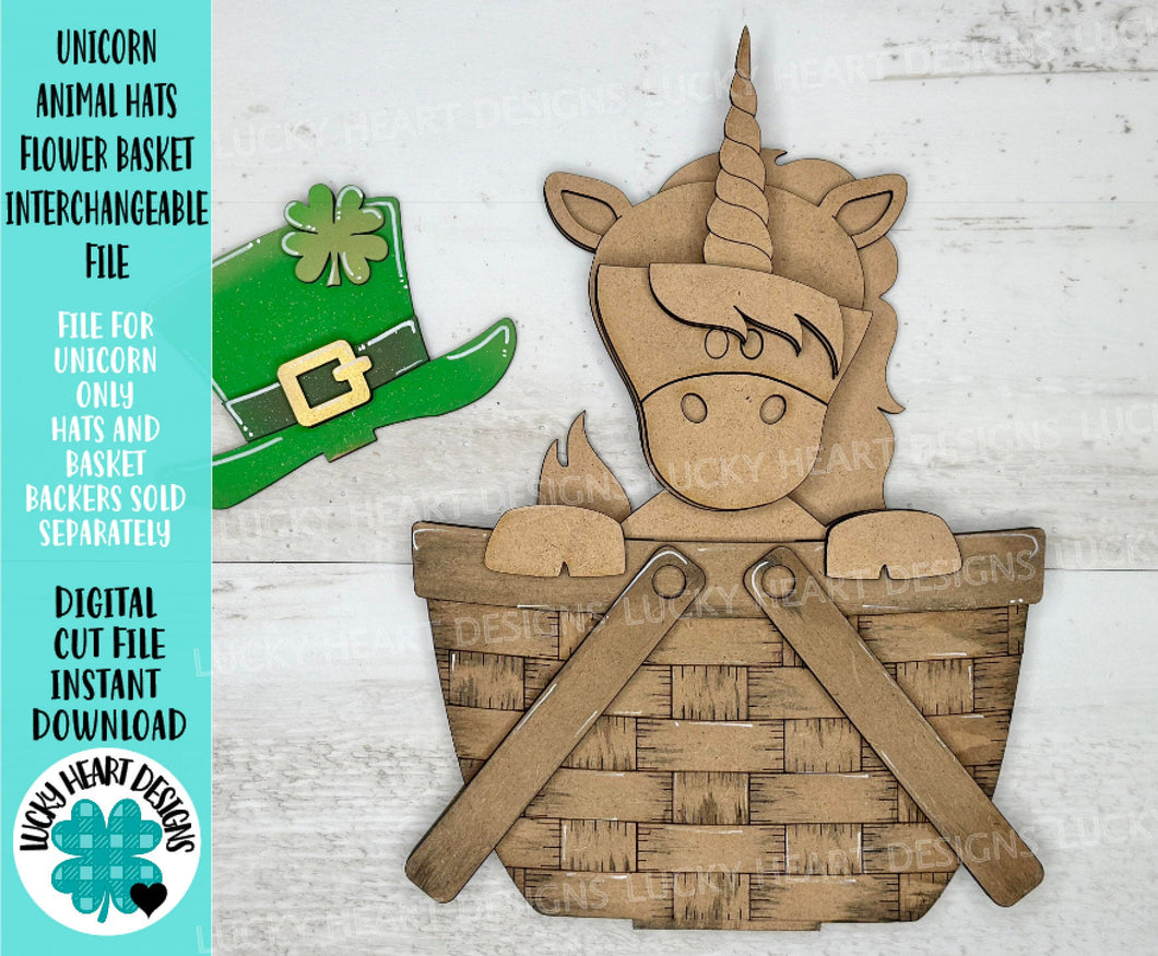 Unicorn Animal Hats Flower Basket Interchangeable File SVG, Farm, Christmas, Fall, Halloween, Tiered Tray, Glowforge, LuckyHeartDesignsCo