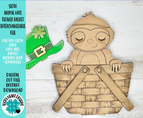 Sloth Animal Hats Flower Basket Interchangeable File SVG, Farm, Christmas, Fall, Halloween, Tiered Tray, Glowforge, LuckyHeartDesignsCo