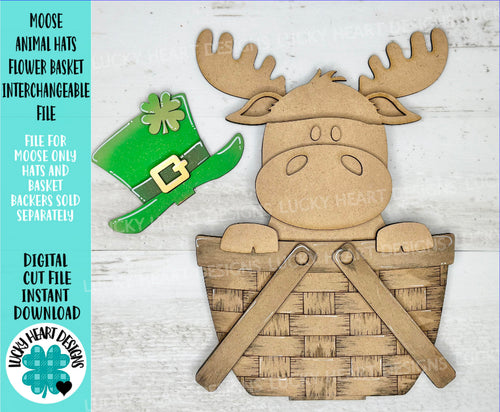 Moose Animal Hats Flower Basket Interchangeable File SVG, Farm, Christmas, Fall, Halloween, Tiered Tray, Glowforge, LuckyHeartDesignsCo