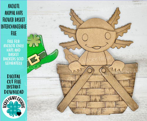 Axolotl Animal Hats Flower Basket Interchangeable File SVG, Farm, Christmas, Fall, Halloween, Tiered Tray, Glowforge, LuckyHeartDesignsCo