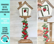 Load image into Gallery viewer, Strawberries for the Birdhouse Interchangeable File SVG, Glowforge, Fall, Seasonal, Holiday Shapes, Spring, Bird house, LuckyHeartDesignsCo
