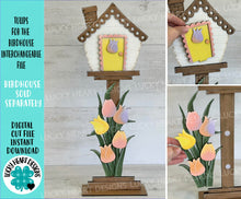 Load image into Gallery viewer, Tulips for the Birdhouse Interchangeable File SVG, Glowforge, Spring, Flower, Floral, Seasonal, Holiday Shapes, LuckyHeartDesignsCo

