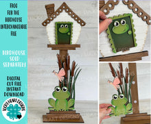 Load image into Gallery viewer, Frog for the Birdhouse Interchangeable File SVG, Glowforge, Butterfly, Seasonal, Holiday Shapes, Spring, Bird house, LuckyHeartDesignsCo
