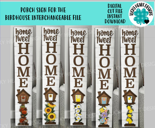 Porch Sign for the Birdhouse Interchangeable File SVG, Glowforge, Seasonal, Holiday Shapes, Spring, Bird house, LuckyHeartDesignsCo