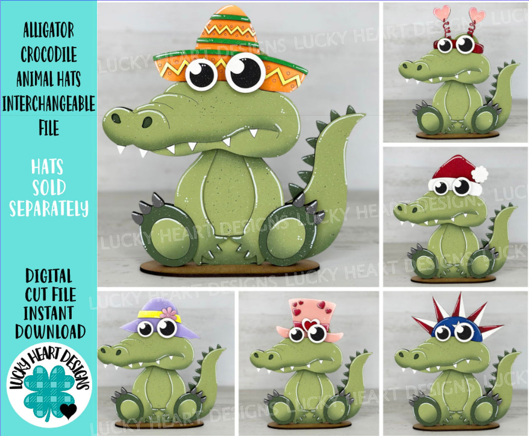 Alligator Crocodile Animal Hats Interchangeable MINI File SVG, Seasonal Leaning, Christmas, Holiday, Tiered Glowforge, LuckyHeartDesignsCo