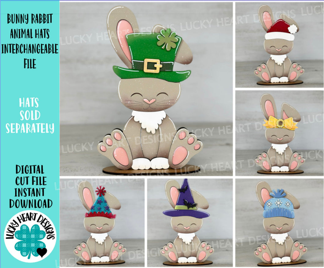 Bunny Rabbit Animal Hats Interchangeable MINI File SVG, Seasonal Leaning sign, Christmas, Holiday Tiered Tray Glowforge, LuckyHeartDesignsCo