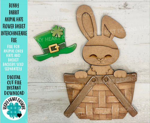 Bunny Rabbit Animal Hats Flower Basket Interchangeable File SVG, Farm, Christmas, Halloween, Tiered Tray, Glowforge, LuckyHeartDesignsCo