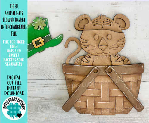 Tiger Animal Hats Flower Basket Interchangeable File SVG, Farm, Christmas, Halloween, Tiered Tray, Glowforge, LuckyHeartDesignsCo