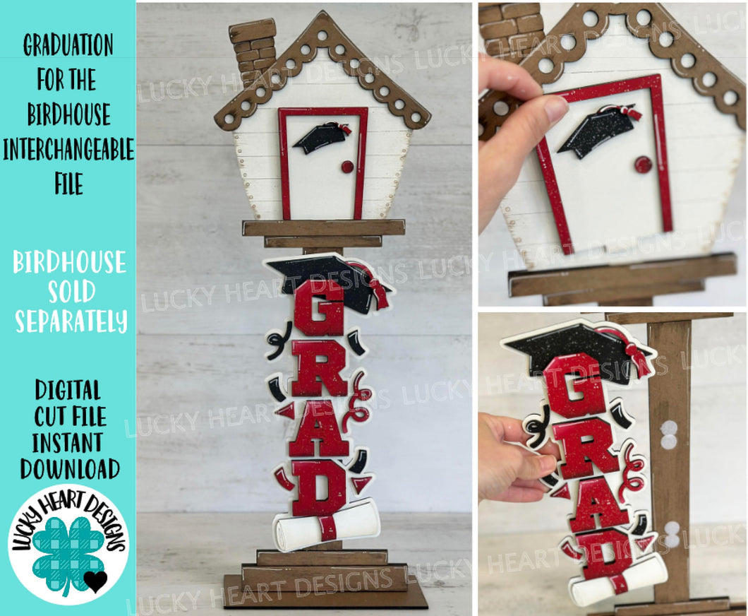 Graduation for the Birdhouse Interchangeable File SVG, Glowforge, School, Seasonal, Holiday Shapes, LuckyHeartDesignsCo