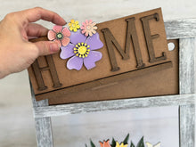 Load image into Gallery viewer, Porch Welcome Sign Rectangle Interchangeable Leaning Sign File SVG, Flower Basket, Seasonal Home Sign, Holiday Shapes, LuckyHeartDesignsCo
