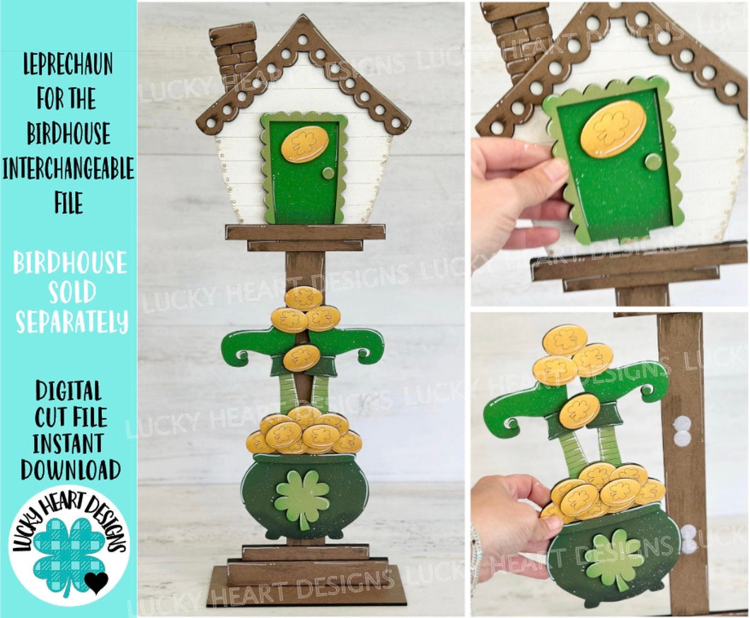 Leprechaun for the Birdhouse Interchangeable File SVG, St. Patrick's Day, Seasonal, Holiday Shapes, Glowforge, Laser, LuckyHeartDesignsCo