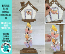 Load image into Gallery viewer, Butterflies for the Birdhouse Interchangeable File SVG, Glowforge, Spring, Flower, Seasonal, Holiday Shapes, Floral, LuckyHeartDesignsCo
