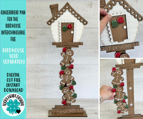 Gingerbread Man for the Birdhouse Interchangeable File SVG, Glowforge, Christmas, Seasonal, Holiday Shapes, LuckyHeartDesignsCo