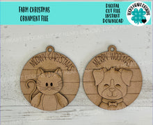 Load image into Gallery viewer, Cat Dog Christmas Ornament File SVG, Glowforge, Pet, LuckyHeartDesignsCo
