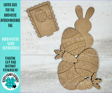 Load image into Gallery viewer, Easter Eggs for the Birdhouse Interchangeable File SVG, Spring, Bunny Carrot Seasonal, Holiday Shapes, Glowforge, Laser, LuckyHeartDesignsCo
