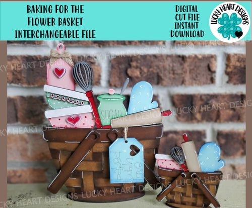 Baking For The Flower Basket Interchangeable File SVG, Kitchen, Recipe, Housewarming, Tiered Tray, Glowforge, LuckyHeartDesignsCo