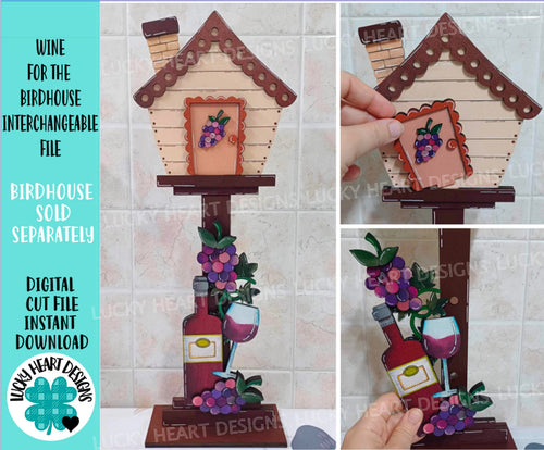 Wine for the Birdhouse Interchangeable File SVG, Glowforge, Fruit, Summer, Seasonal, Holiday, Spring, Bird house, LuckyHeartDesignsCo