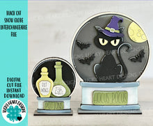 Load image into Gallery viewer, Black Cat Snow Globe Interchangeable File SVG, TINY Glowforge, Pumpkin Fall Witch Halloween, Trick Or Treat, Tiered Tray LuckyHeartDesignsCo
