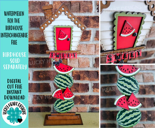 Watermelon for the Birdhouse Interchangeable File SVG, Glowforge, Fruit, Summer, Seasonal, Holiday, Spring, Bird house, LuckyHeartDesignsCo