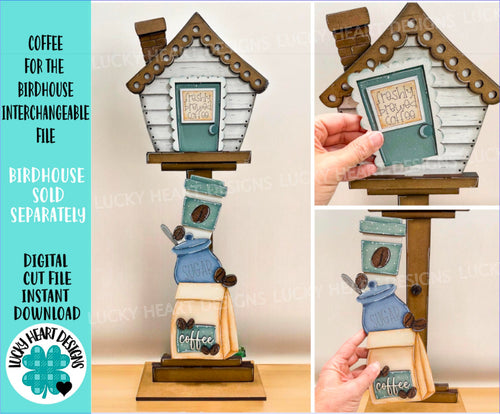 Coffee for the Birdhouse Interchangeable File SVG, Home Decor, Glowforge Summer, Seasonal, Holiday, LuckyHeartDesignsCo