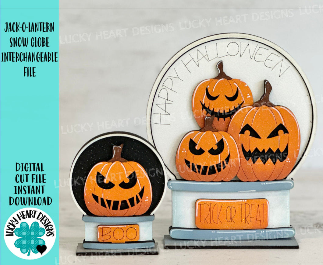 Jack-o-Lantern Snow Globe Interchangeable File SVG, TINY Glowforge, Pumpkin Fall, Halloween, Trick Or Treat, Tiered Tray LuckyHeartDesignsCo