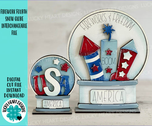 Firework Fourth of July Snow Globe Interchangeable File SVG, TINY Glowforge, Summer, America, USA, Tiered Tray LuckyHeartDesignsCo