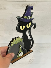 Load image into Gallery viewer, Black Cat Standing File SVG, Pumpkin, Witch, Jack-o-lantern, Halloween, Trick Or Treat Tiered Tray Glowforge, LuckyHeartDesignsCo
