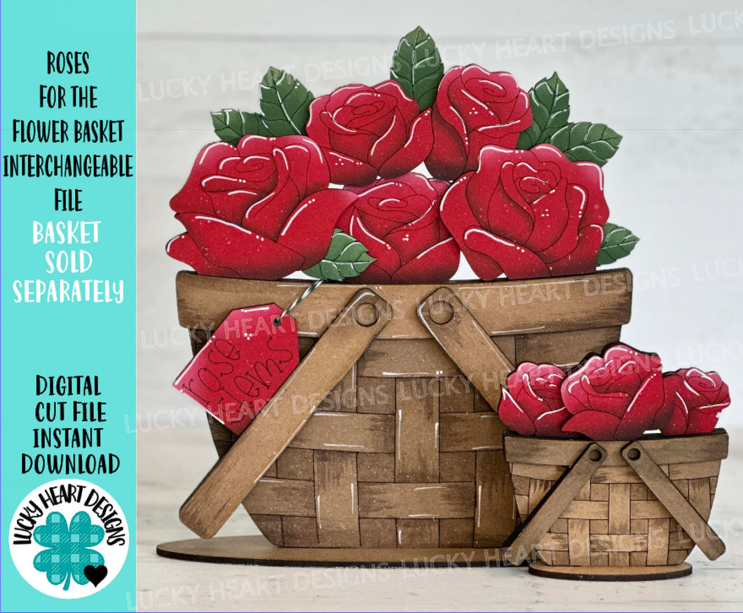 Roses Daisy For The Flower Basket Interchangeable File SVG, Flower, TINY Floral, Summer Fall Tiered Tray Glowforge, LuckyHeartDesignsCo
