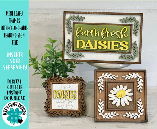 MINI Leafy Frames Interchangeable Leaning Sign File SVG, Rectangle, Tiered Tray Glowforge, LuckyHeartDesignsCo