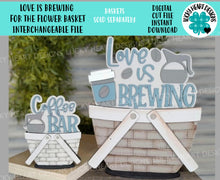 Load image into Gallery viewer, Love is Brewing For The Flower Basket Interchangeable File SVG, TINY Coffee Kitchen Housewarming Tiered Tray, Glowforge, LuckyHeartDesignsCo
