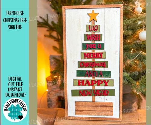 Farmhouse Christmas Tree Sign File SVG, Glowforge, Pallet, Personalized, New Year, LuckyHeartDesignsCo