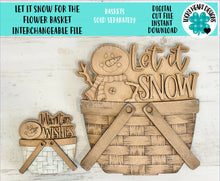 Load image into Gallery viewer, Let It Snow For The Flower Basket Interchangeable File SVG, TINY Winter Snowman Snowflake Frosty Tiered Tray, Glowforge, LuckyHeartDesignsCo
