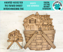 Load image into Gallery viewer, Haunted House For The Flower Basket Interchangeable File SVG, TINY Halloween, Pumpkins, Glowforge, LuckyHeartDesignsCo
