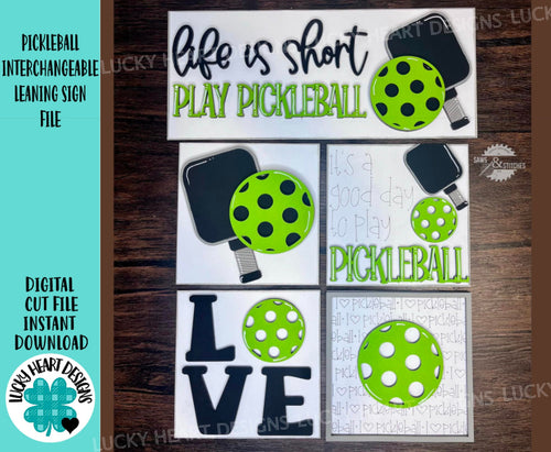 Pickleball Interchangeable Leaning Sign File SVG, Sports, Tiered Tray Glowforge, LuckyHeartDesignsCo