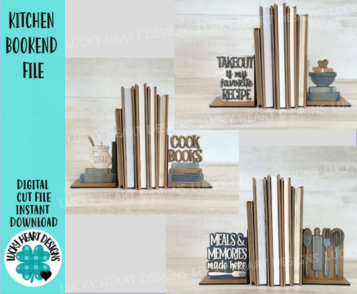 Kitchen Bookend File SVG, Glowforge, Reading, Books, Library, School, Home, Cookbook, Baking, Cooking, LuckyHeartDesignsCo