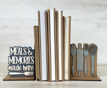 Load image into Gallery viewer, Kitchen Bookend File SVG, Glowforge, Reading, Books, Library, School, Home, Cookbook, Baking, Cooking, LuckyHeartDesignsCo
