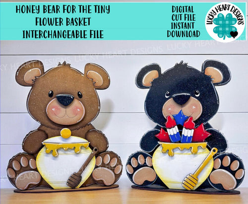 Honey Bear for the TINY Flower Basket Interchangeable File SVG, Seasonal, Holiday, Fall Tiered Tray, Glowforge, LuckyHeartDesignsCo