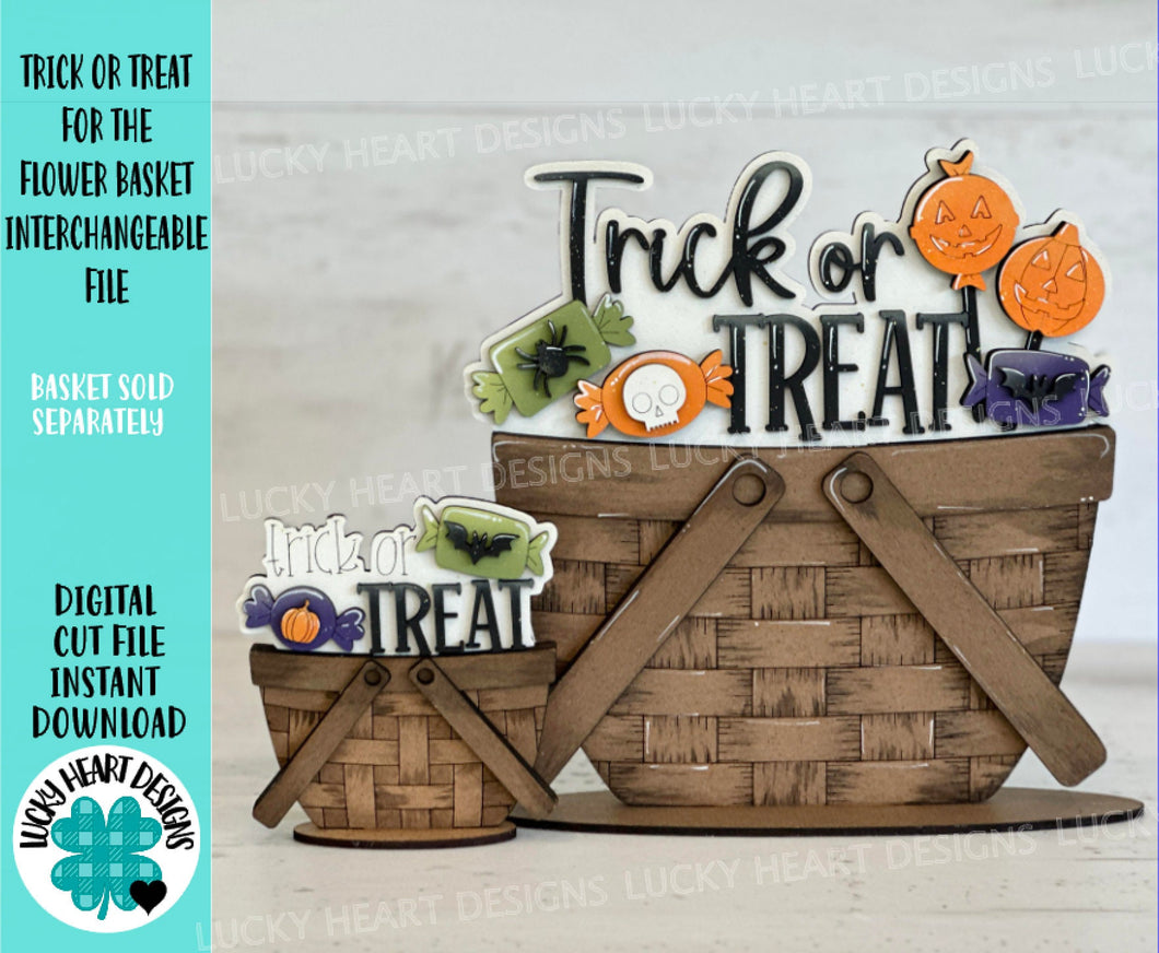 Trick Or Treat For The Flower Basket Interchangeable File SVG, TINY Halloween, Pumpkins, Glowforge, LuckyHeartDesignsCo