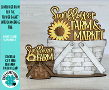 Load image into Gallery viewer, Sunflower Farm For The Flower Basket Interchangeable File SVG, TINY Flower, Floral, Summer, Fall Tiered Tray, Glowforge, LuckyHeartDesignsCo

