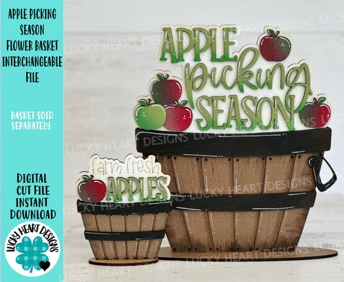 Apple Picking Season For The Flower Basket Interchangeable File SVG, TINY, Fall Tiered Tray, Glowforge, LuckyHeartDesignsCo