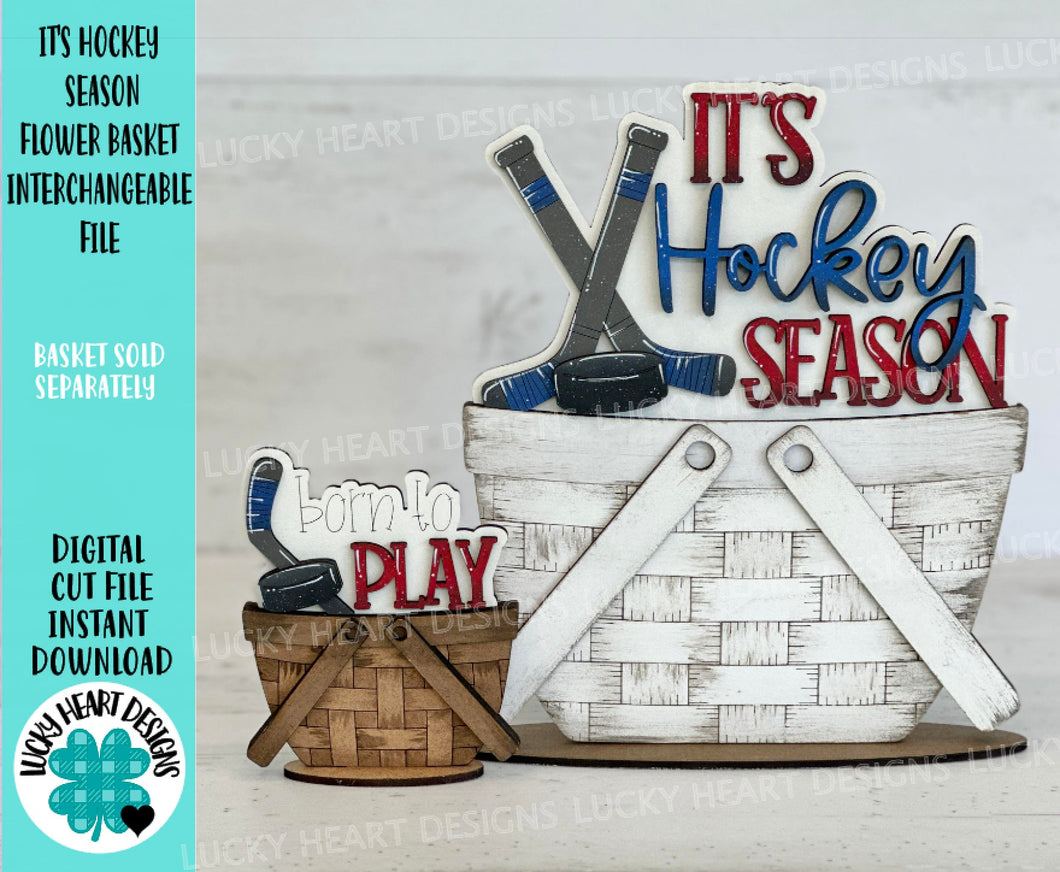 It's Hockey Season For The Flower Basket Interchangeable File SVG, TINY, Sports, Puck, Fall Tiered Tray, Glowforge, LuckyHeartDesignsCo