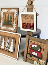 Load image into Gallery viewer, MINI Farmhouse Christmas Interchangeable Leaning Sign File SVG, Barn, Tractor, Truck Tree Rustic, Tiered Tray Glowforge, LuckyHeartDesignsCo
