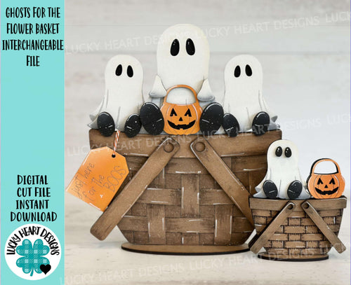 Ghosts For The Flower Basket Interchangeable File SVG, TINY Halloween, Pumpkins, Glowforge, LuckyHeartDesignsCo