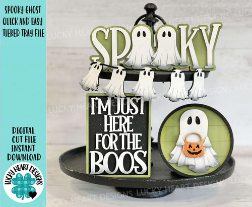 Spooky Ghost Quick and Easy Tiered Tray File SVG, Halloween, Pumpkin, Jackolantern, Glowforge Tier Tray, LuckyHeartDesignsCO