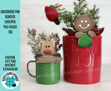 Load image into Gallery viewer, Gingerbread Man Reindeer Christmas Mug Hugger File SVG, Glowforge Tiered Tray, Tray Decor, Holiday, Topper, LuckyHeartDesignsCo
